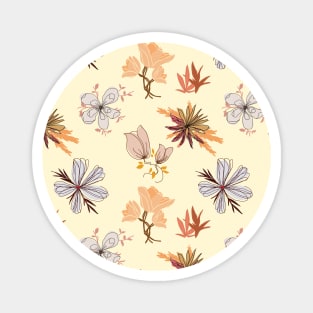 Orange Floral Pattern Magnet